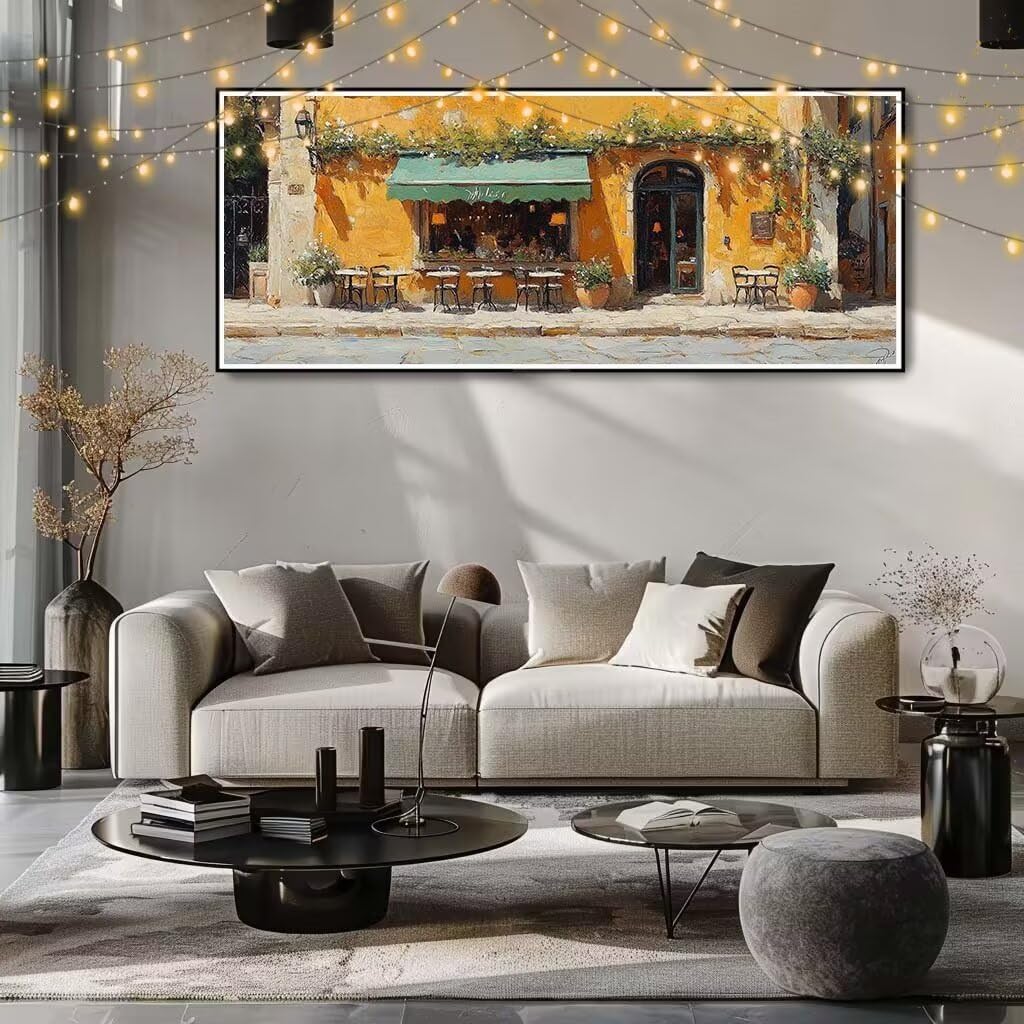Malarstwo diamentowe 5D "zrób to sam" dla dzieci, mała kawiarnia, krajobraz, obraz diamentowy 80 x 160 cm, tworzenie mozaiki według liczb, zestaw do malowania krzyżykowego, dla dorosłych, do dekoracji