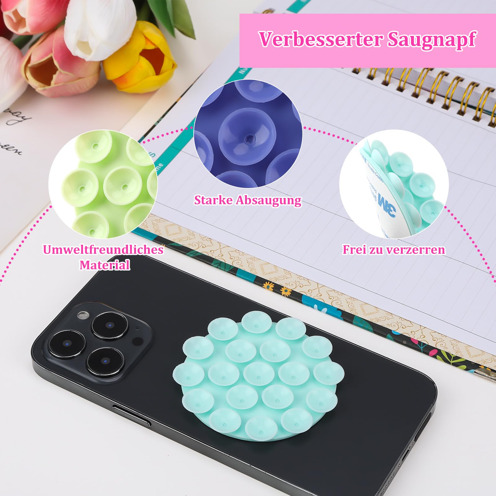 1 Stück Saugnapf Handyhalterung 40 Kapseln Lila - Für Alle Smartphones