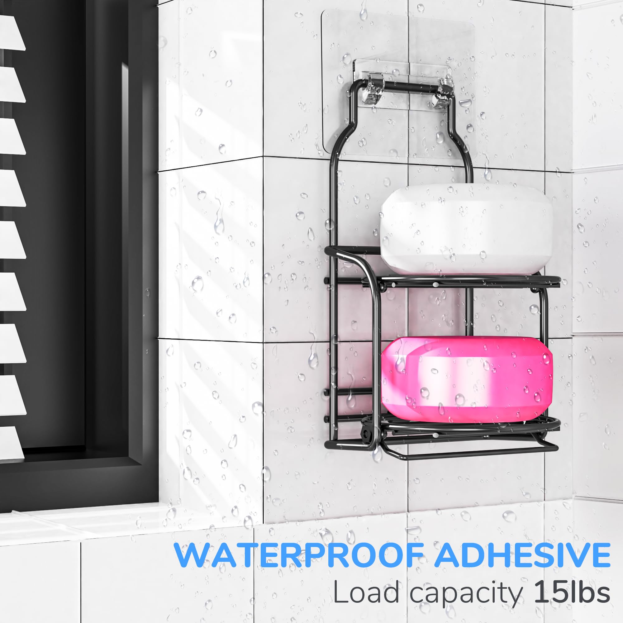 Soporte Para Jabonera De Pared Con Drenaje – 2 Niveles, Acero Inoxidable 304, Sin Taladros, Ideal Para Ducha O Baño