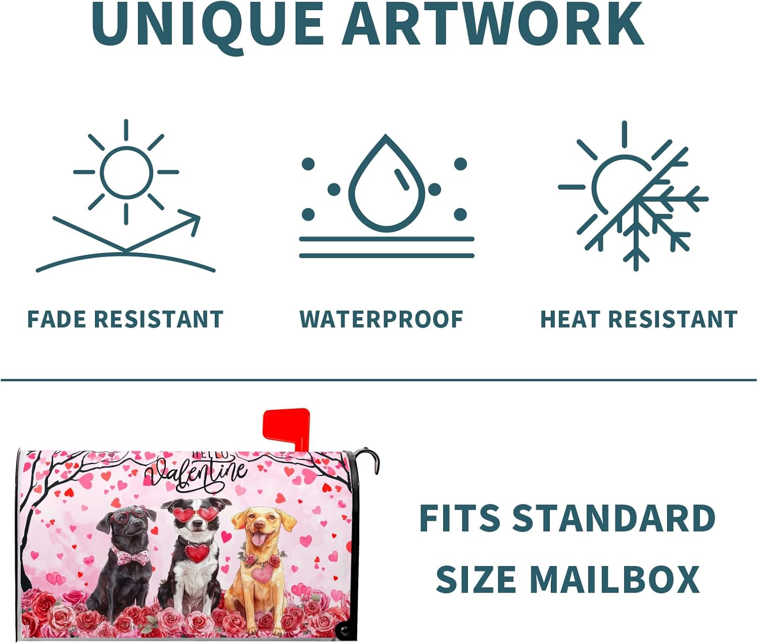 Valentine's Day Pink Mailbox Covers Magnetic Standard Size 21"x18" Dogs Love Valentines Mailbox Cover Love Heart Decorative Post Letter Box Cover Mailbox Wrap for Anniversary Wedding Outdoor Decor