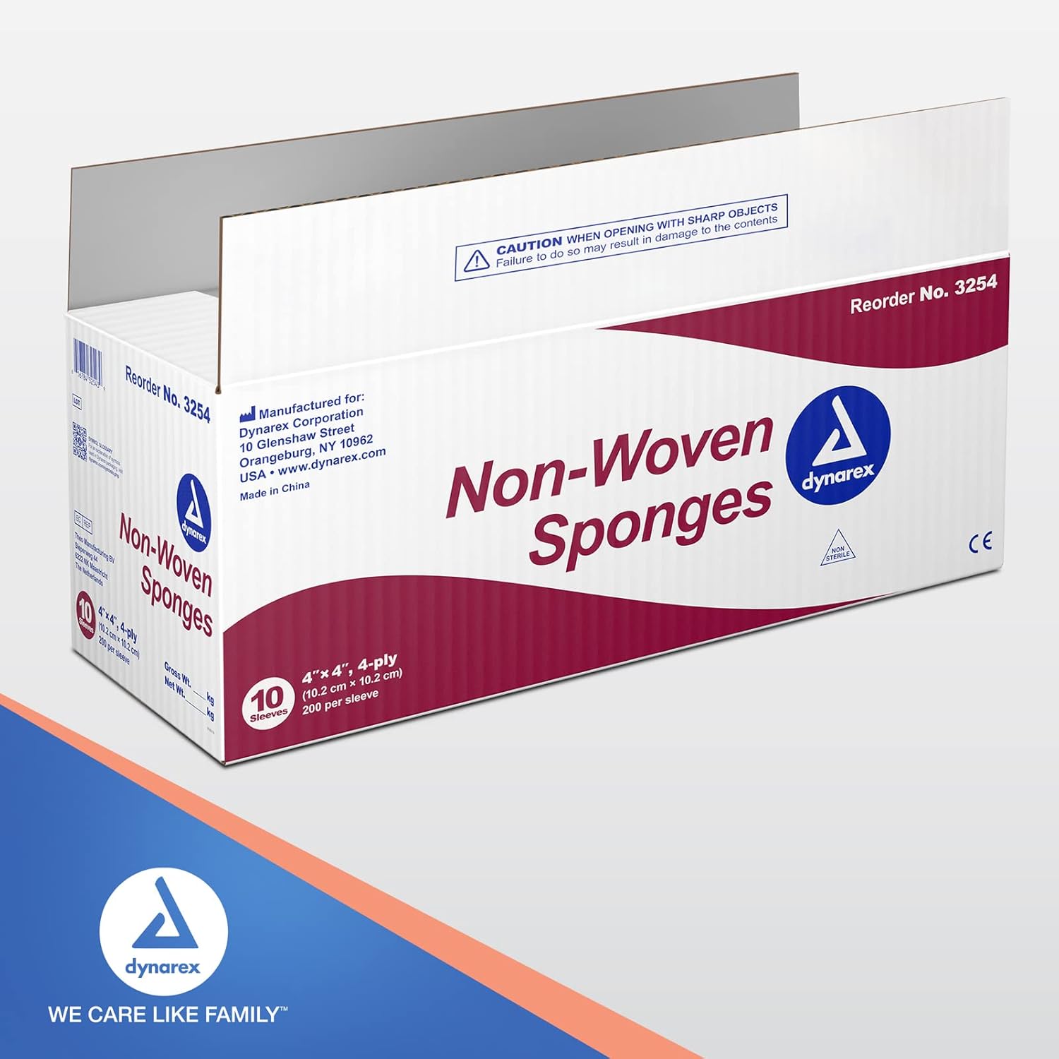 Gauze Non- Woven Sponges Non-Sterile - 3 in X 3 in - 4 Ply - 200 ea : Health & Household