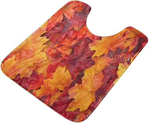 Miniatura 9 de Bathroom Rugs Sets 2 Piece 24x16+24x20 Inch,Soft U-Shaped Contour Toilet Rug Red Maple Leaf Non-Slip Absorbent Bath Floor Mat Carpet Set Water