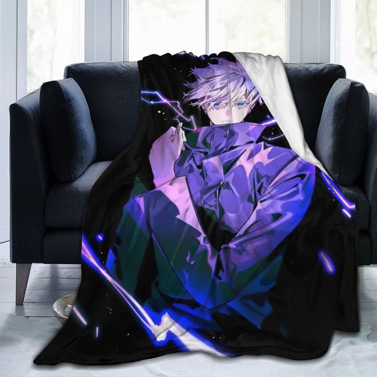 G-Oj-O Sat-Oru Anime Blanket Throw Blankets Soft Plush Flannel Fleece Blanket 3D Prin Bedding for Sofa Bed Home Decorations 80"X60"