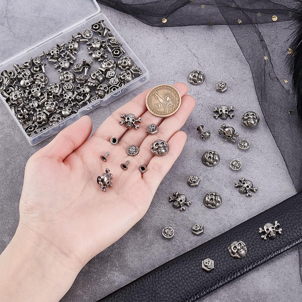 PH PandaHall 80 Sets Skull Head Rivets Screw Back Skull Rivets - Image 3