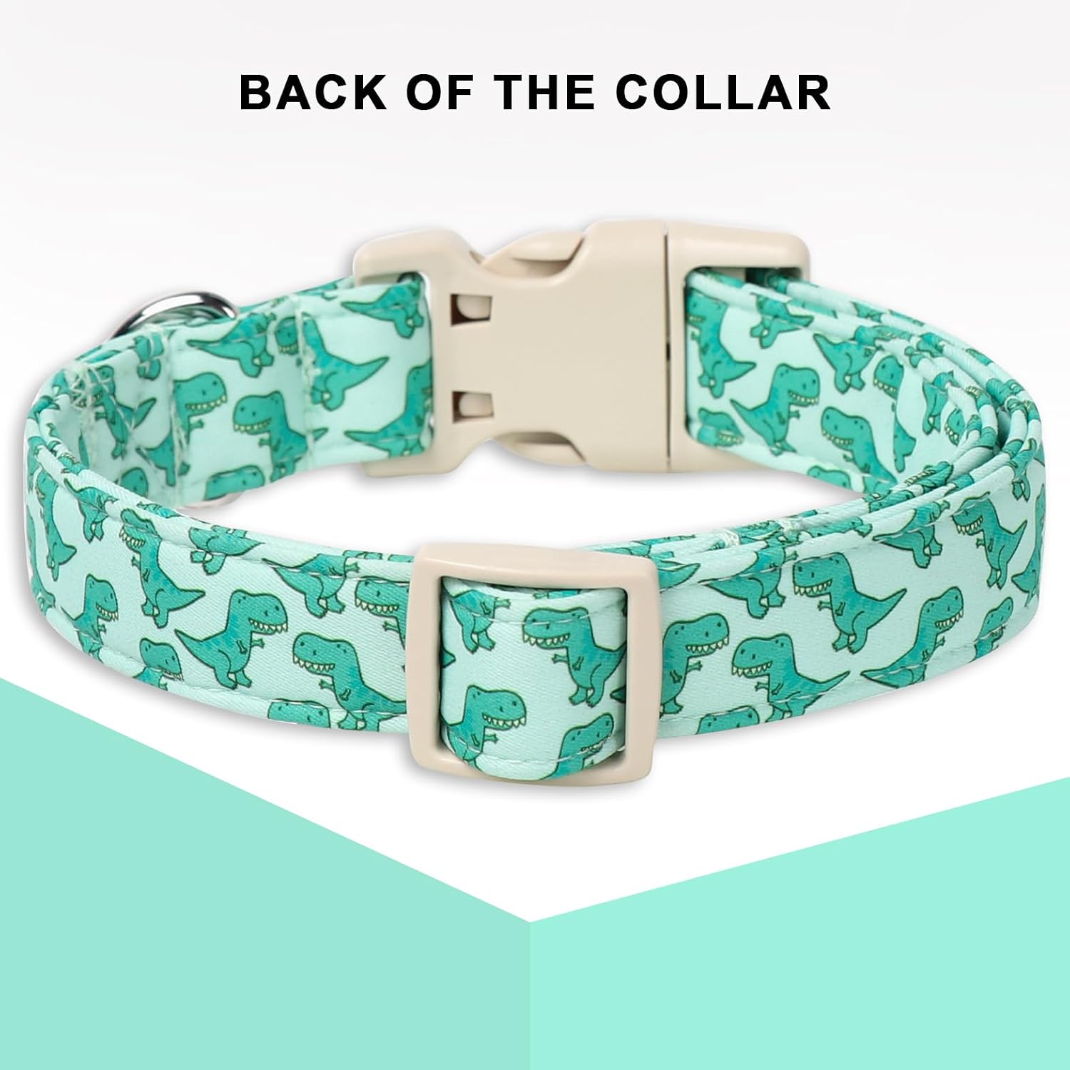 Dinosaur Dog Collar,Unique Style Paws Summer Dog Collars Comfortable Cotton Puppy Collars with Adjustable Buckle Cute Dinosaur Print Dogs Accessories for Small Medium Large Puppys image 2