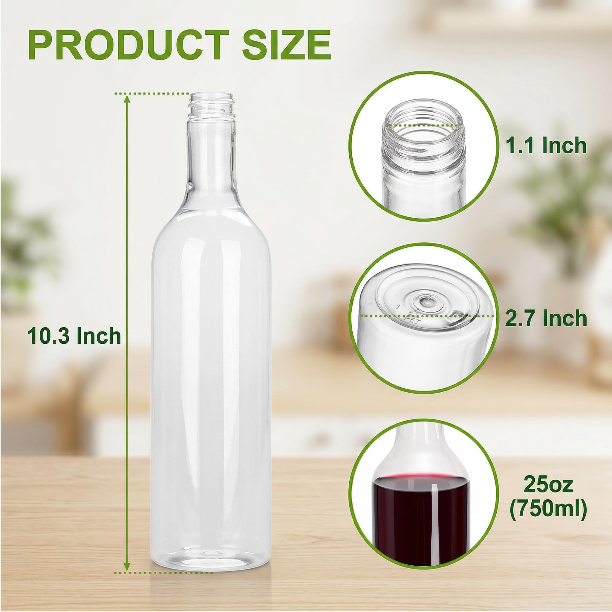 Amazon｜WUWEOT プラスチック製ワインボトル 12個パック 750ml 透明な