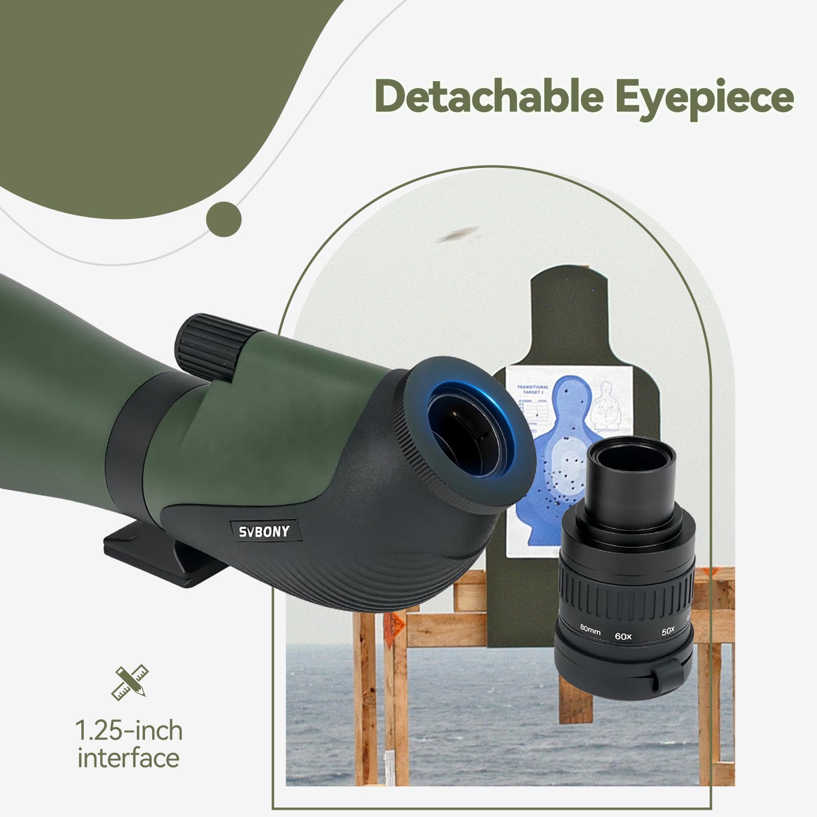 Svbony SA412 20-60x80 Spotting Scopes con WIFI Camera, HD Spotting Scope con Treppiede da Tavolo, Cannocchiale a Lungo Raggio, Cannocchiale Antiappannamento Impermeabile FMC per Tiro al Bersaglio