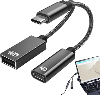 USB C Splitter Data and Charging, 2 Ports Splitter Charging Cable Adapter, 2 in 1 USB C Splitter with 60W PD Charging for Printer, Mouse, PC, Keyboard, Camera Envelope
