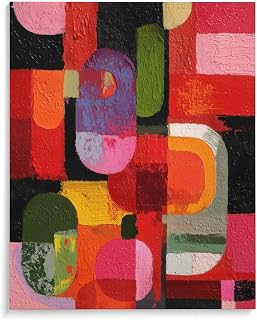 Red Division Modern Wall Art, Framed And Ready to Hang Cotton Linen Decorative Painting, Ideal for Living Room, Bedroom, Office, Or As A Thoughtful Gift Idea