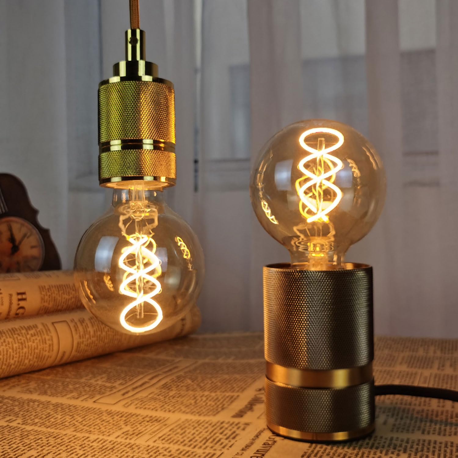 Lampadina LED E27, Dimmerabile Lampadina Vintage E27 4W (Equivalente a 40W) G80 φ80mm Edison Lampadine LED Luce Calda 2700K - Ambra, Pacco da 6
