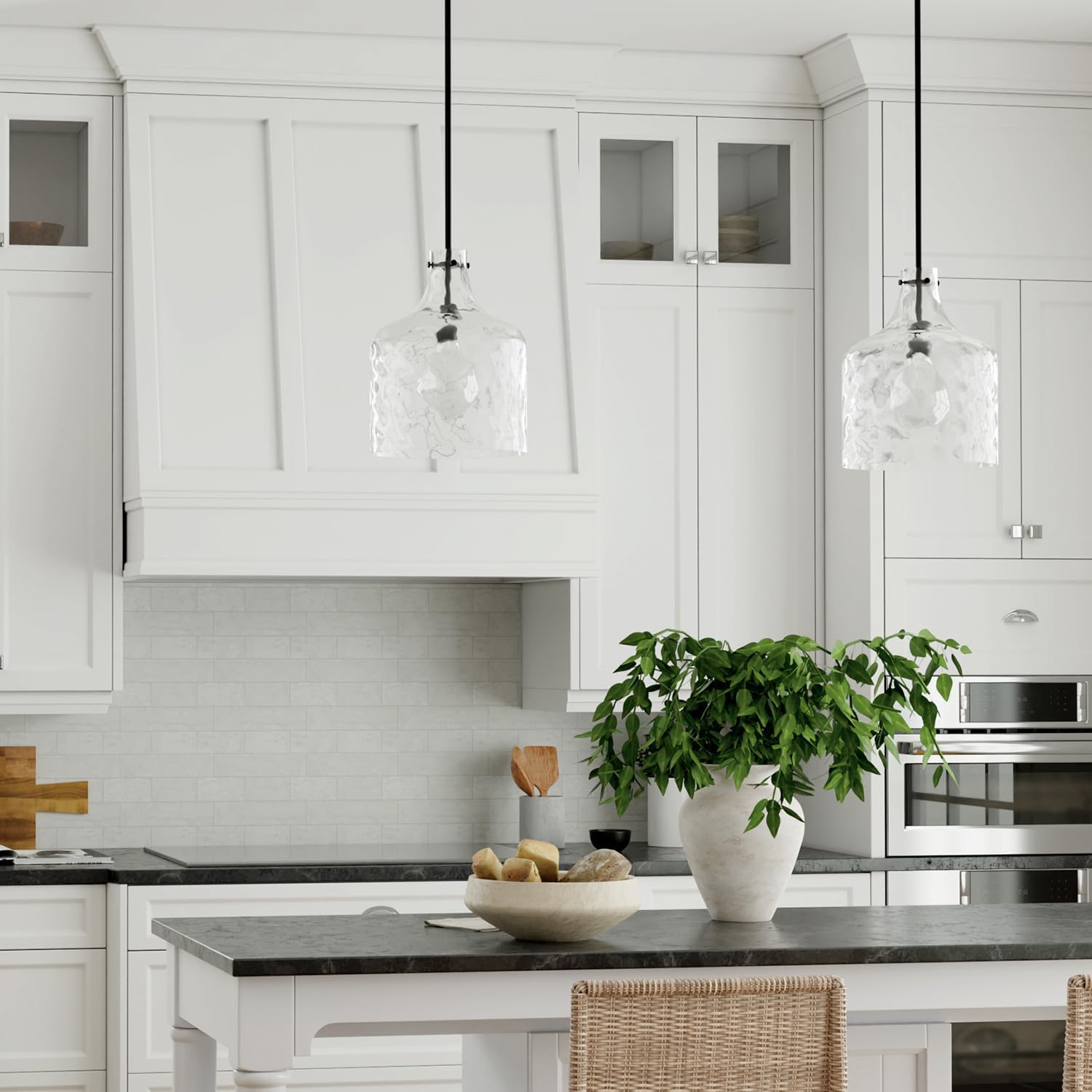 HomePlace Lighting 325717MB Crawford Urban/Industrial Clear Water Glass Jar Pendant Light, 1-Light 100 Watt, 15" H x 12" W, Matte Black