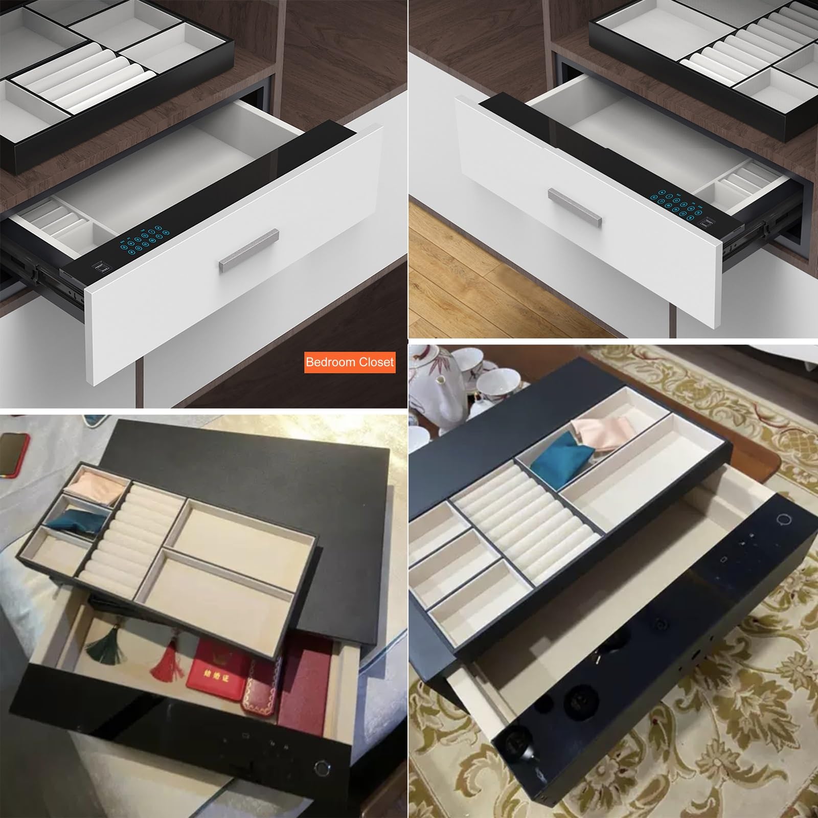 Caja Fuerte Camufladas Cofre Empotrable Caja Fuerte con Cajón con Espacio de Almacenamiento de Doble Capa(46cm/18in)