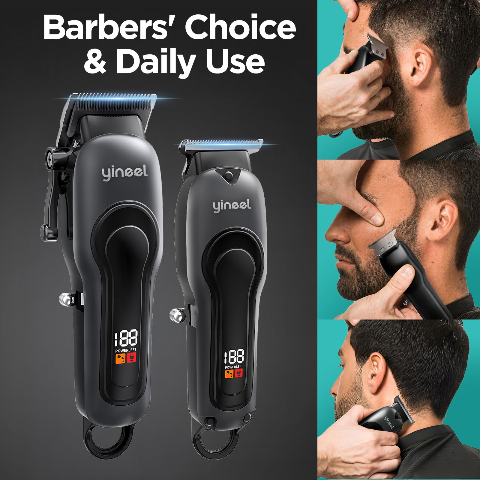 Yineel Professional Cordless Hair Clippers and Trimmer Set with LED Display