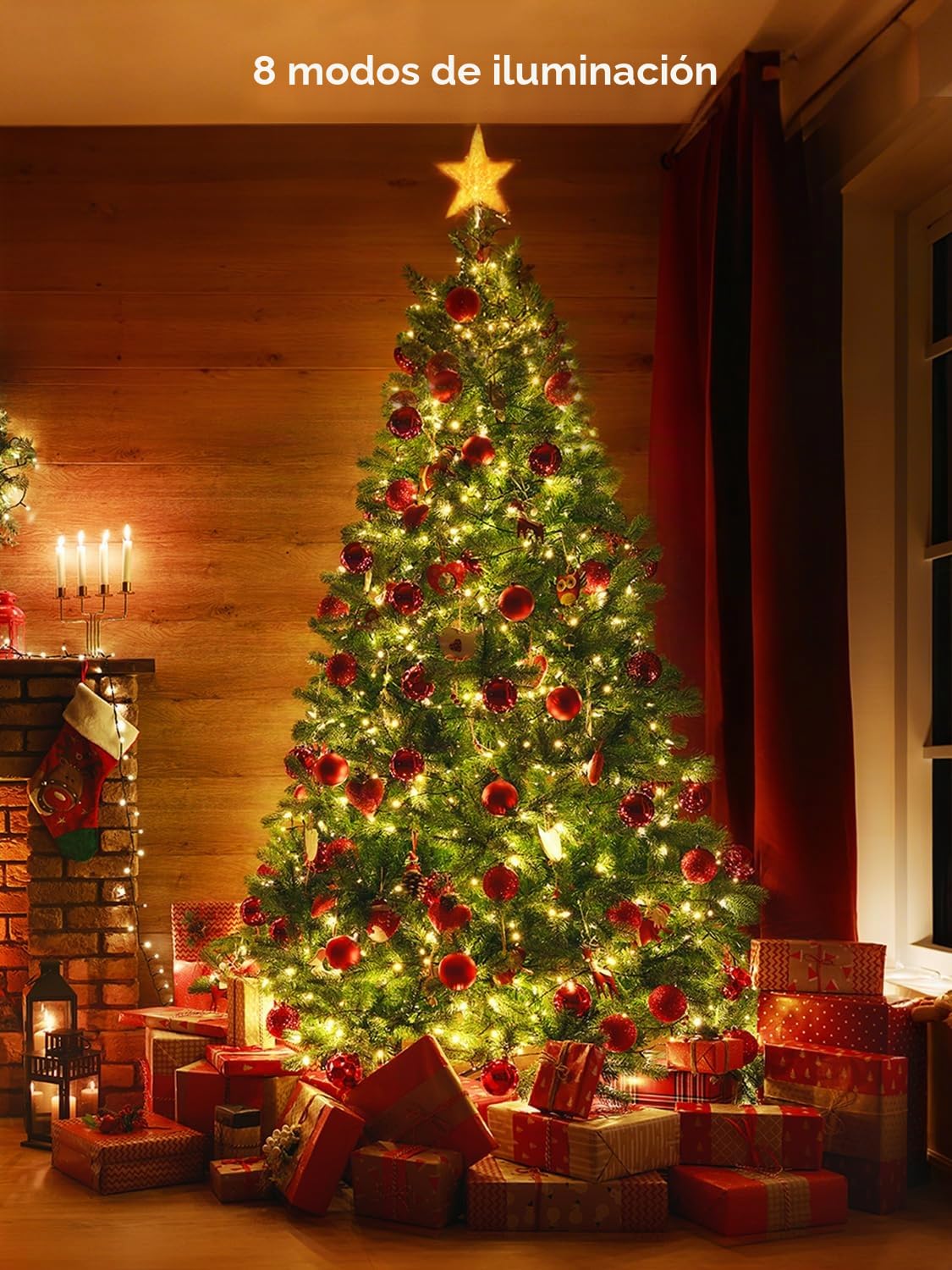 100M Luces Navidad Exterior, 1000 LED Luces Árbol Navidad Blanco Cálido | Temporizador, 8 Modos, IP65, Luz Arbol Navidad Exteriores y Interior, para Fiesta Jardín Balcón