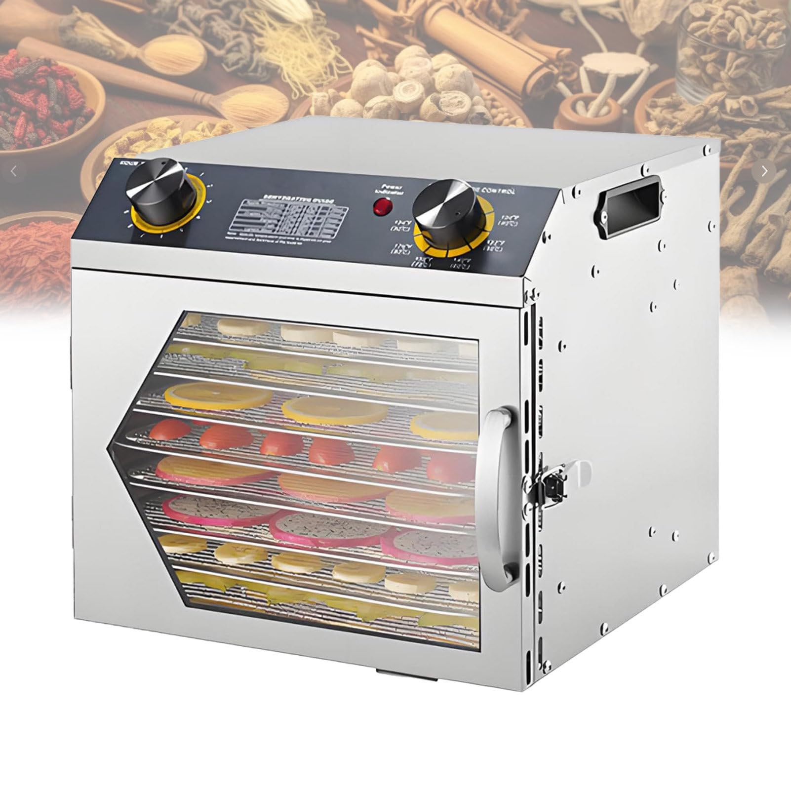 Deshidratador eléctrico comercial de alimentos – 18 bandejas de acero inoxidable, visualización LCD, secador de congelación para frutas, verduras, cecina y aperitivos, gran capacidad, secadora