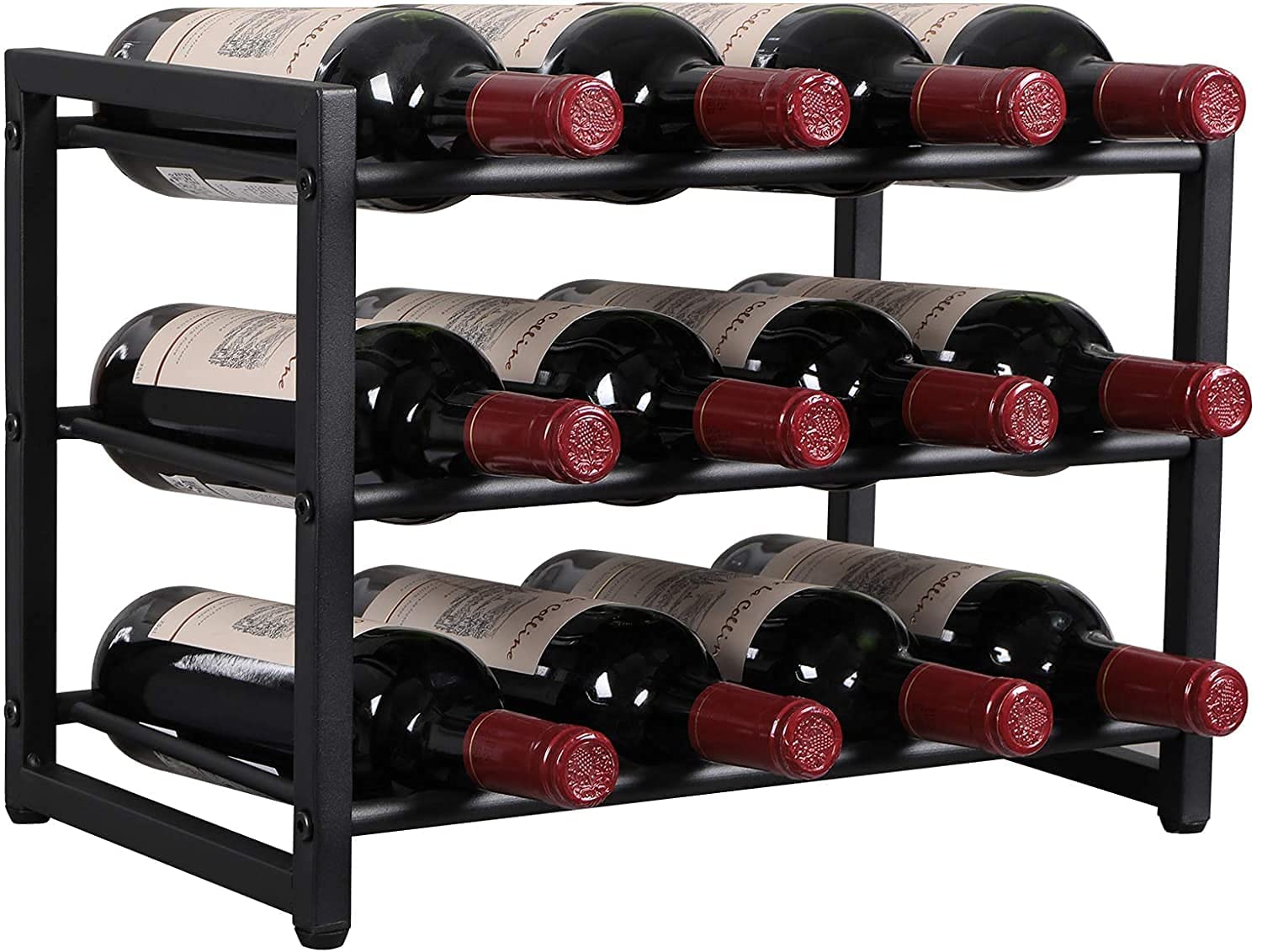 generic Indian Decor 45135 Wine Rack Freestanding Floor Counter- 3 Tier Display Storage for Countertop, 12 Bottles Wine Rack for Liquor Shelf - Metal-picture-34