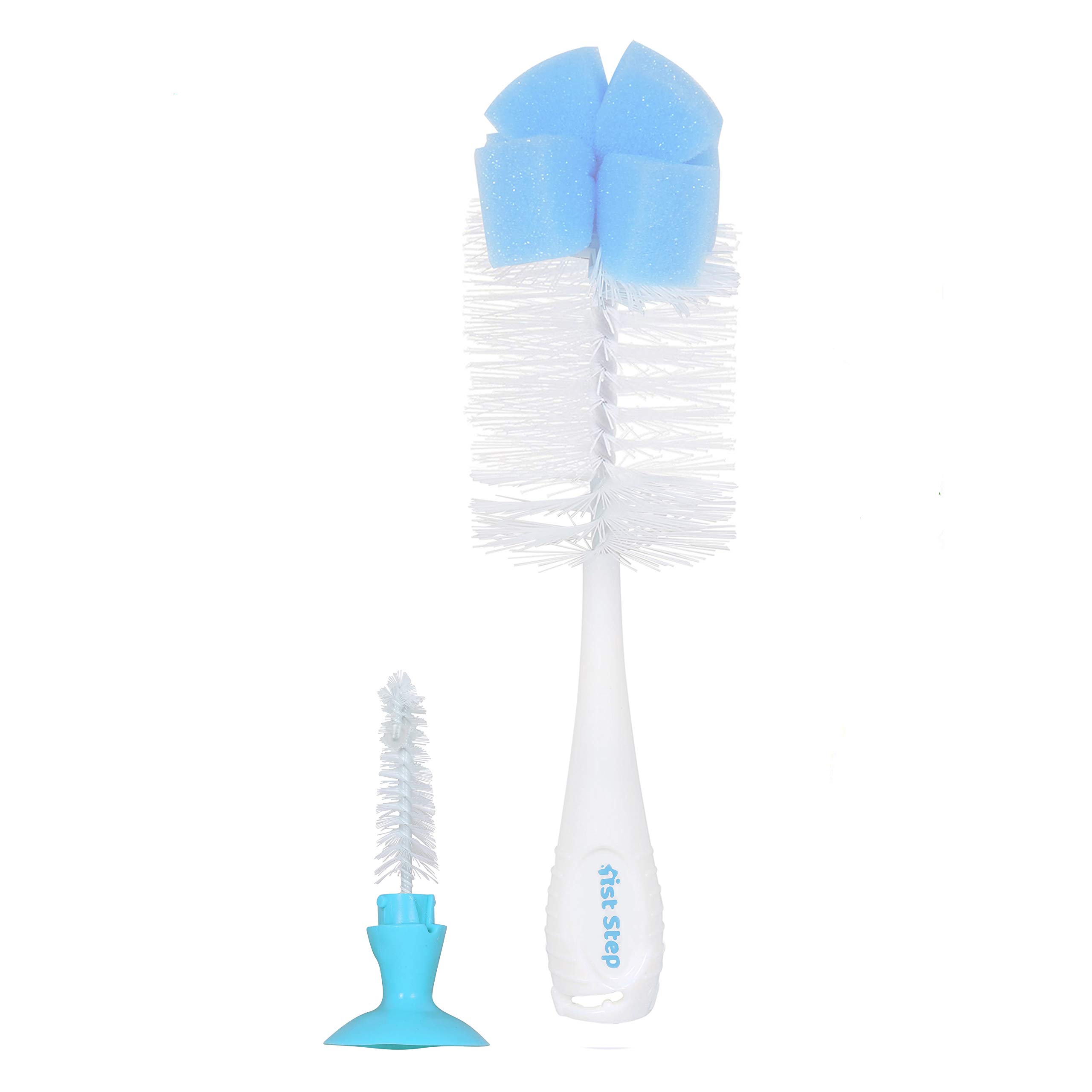 1st Step bpa Free 2 in 1 Bottle and Nipple Cleaning Brush with Suction Base and Nylon bristles for Easy Cleaning (Blue)-image-26