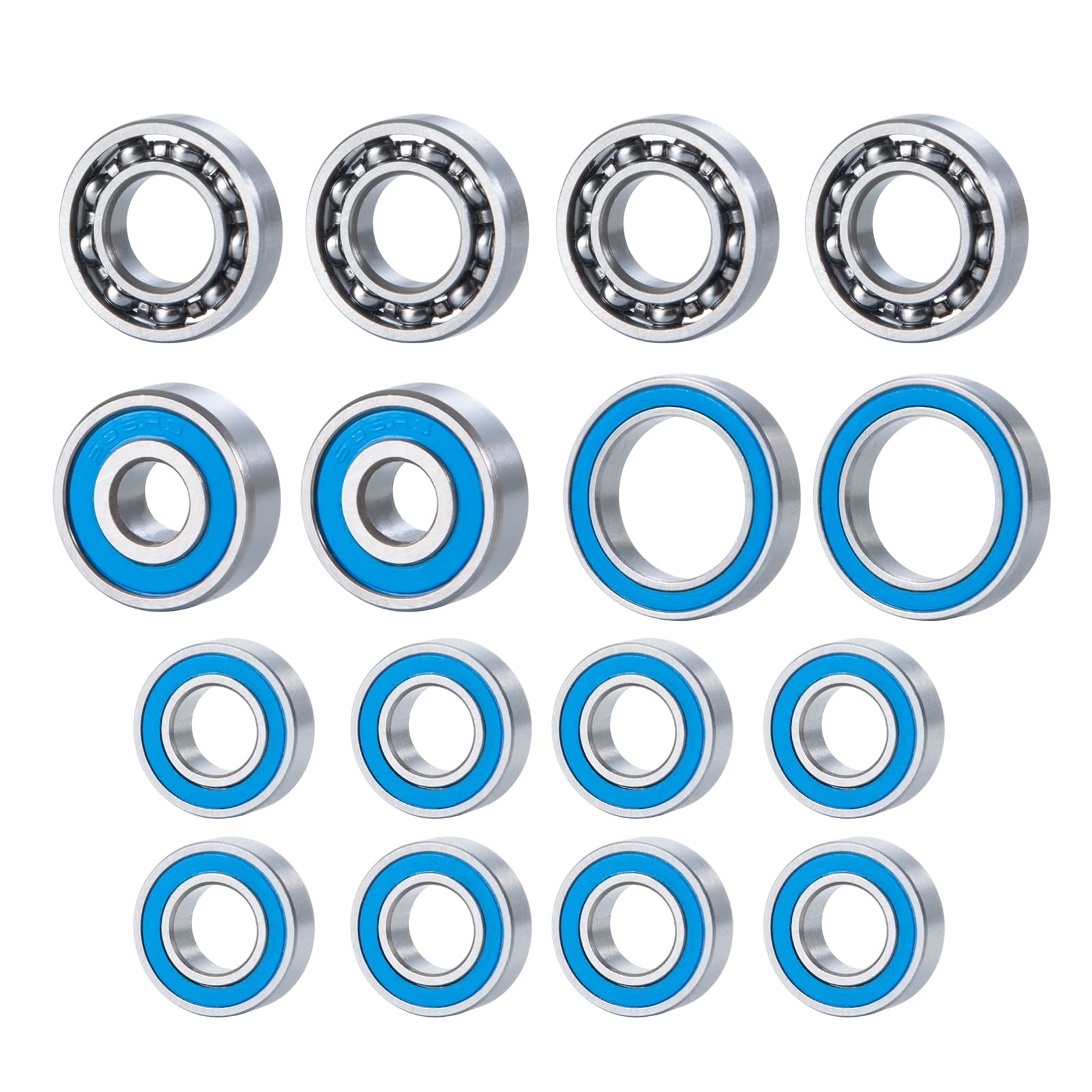 Runup 16PCS RC Car Axle Front and Rear Bearing Kit for 1/10 Axial SCX10.2 SCX10 II Ar44 RC Crawler Blue Bearing Upgrade Parts