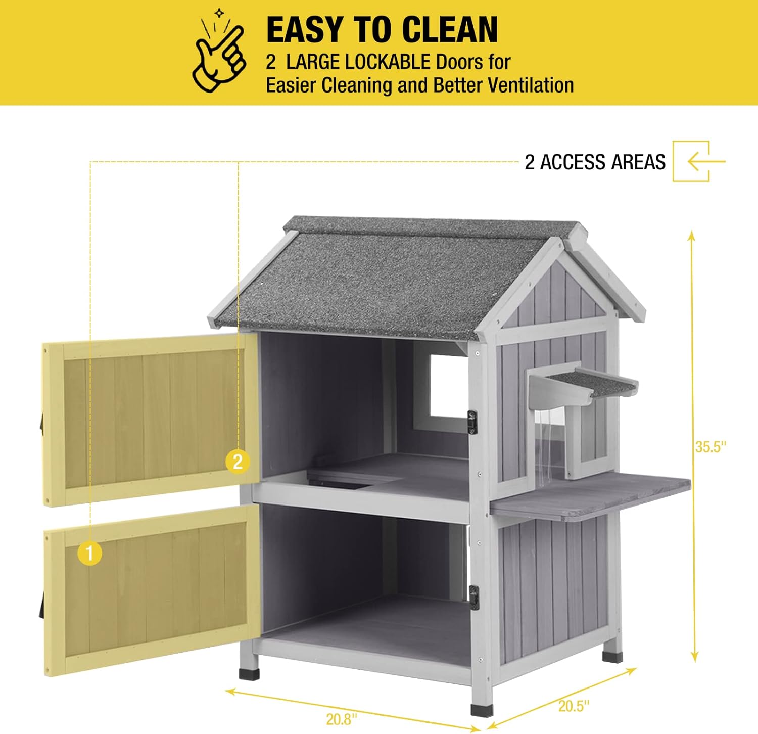 Aivituvin Cat House Outdoor Cat Shelter Weatherproof, 2 Story Kitty House Rainproof Cat Condo for Outside - Escape Door : Pet Supplies