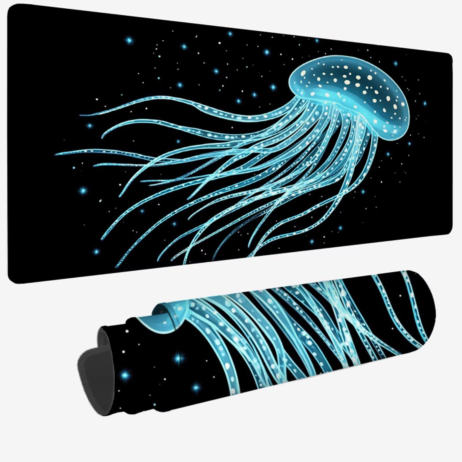Podkładka pod mysz XXL 1000 x 500 x 3 mm, duża czarna podkładka pod mysz z wodoodporną i antypoślizgową gumową meduzą pod ręką biurko zszyte krawędzie, poprawia precyzję i szybkość dla gracza W-256
