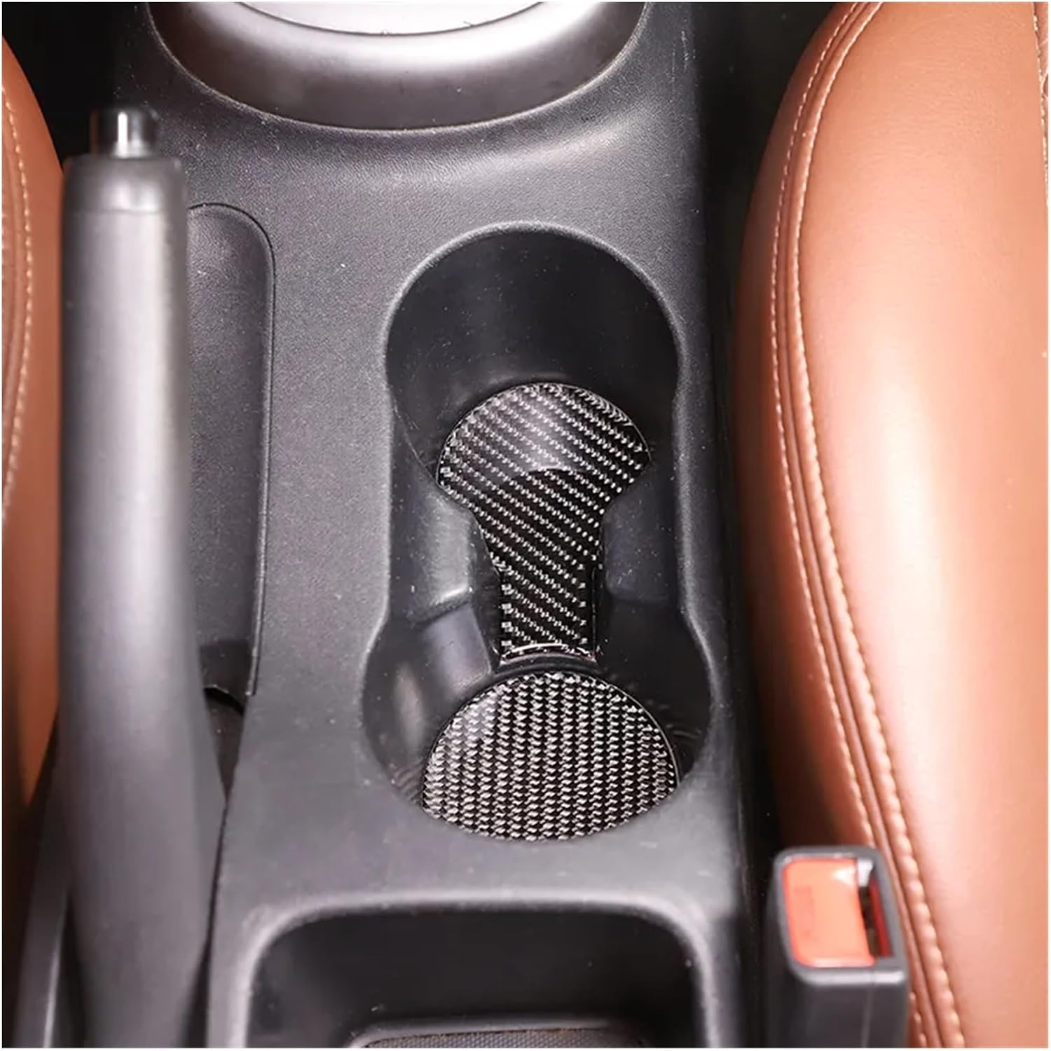 Soft Carbon Fiber Car Water Cup Holder Groove Pad Trim Sticker Car Accessories Compatible with Kia Soul AM 2009 2010 2011 2012 2013(Carbon Fiber)