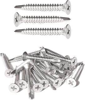 Stainless Steel Sheet Metal Screws #10 x 1-1/2 Inch 50pcs, Self Drilling Flat Head Phillips Stainless Steel 410 Screws Standard Thread Teks Screws for Wood to Metal Stud by IMSCREWS