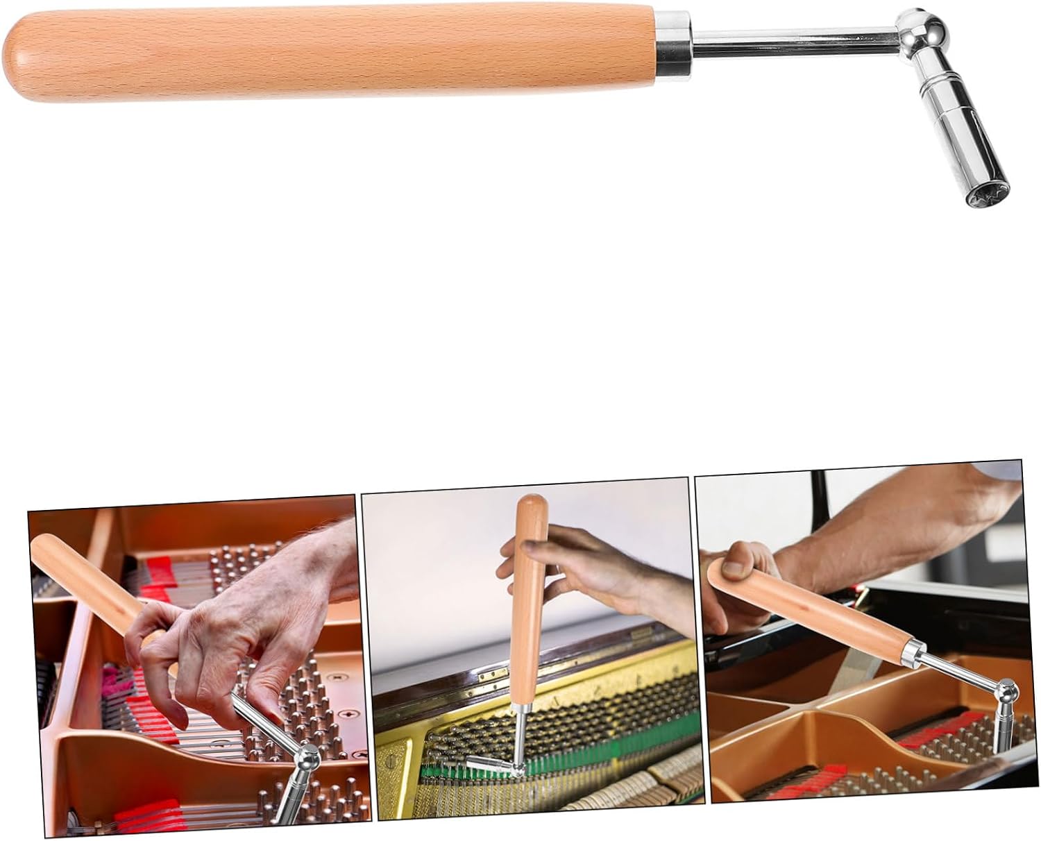 Piano Tuning Wrench Tool, Steel Wood Handheld Spanner for Piano