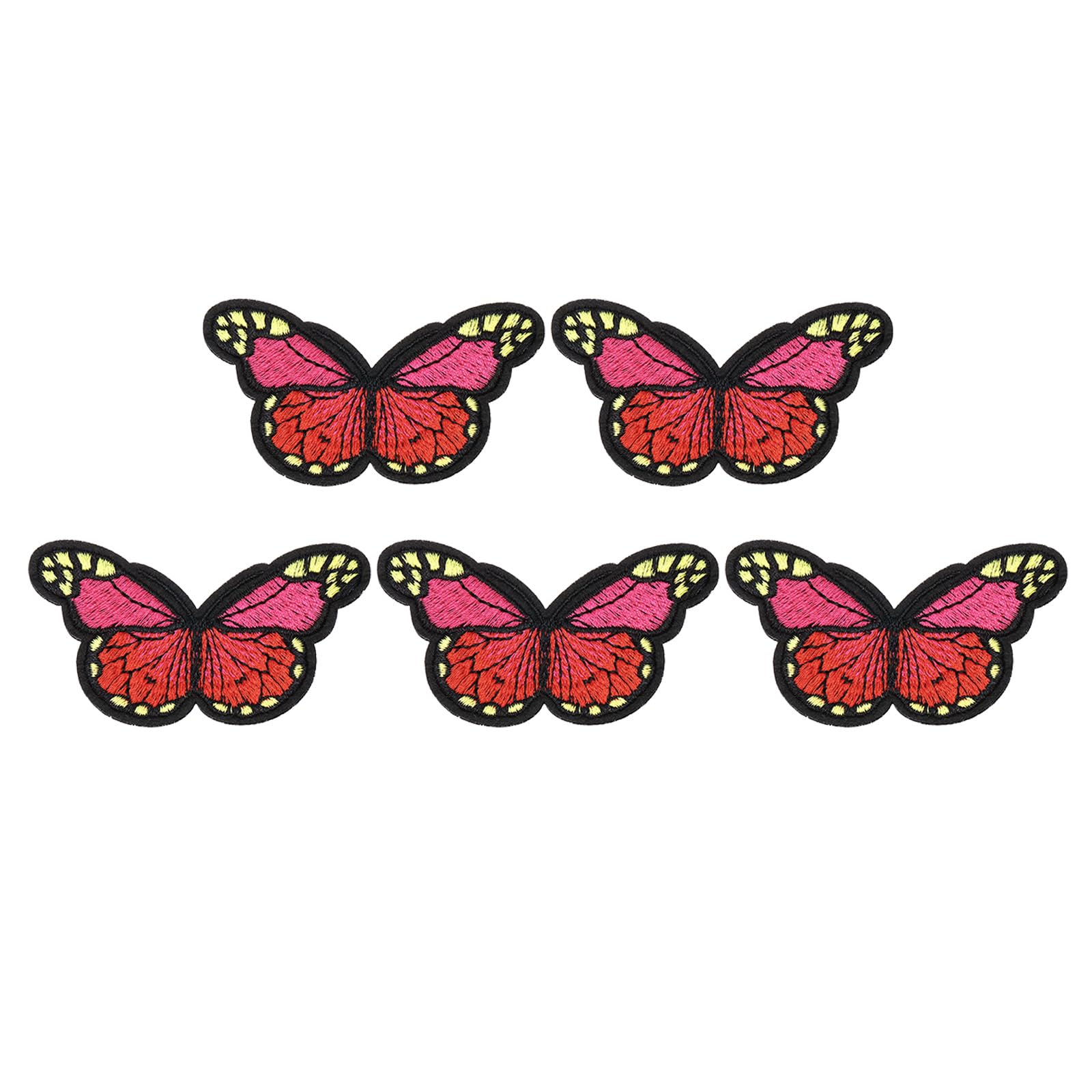PATIKIL Butterfly Iron on Patch,5 Pcs Butterfly Embroidered Applique Sew on Decorative Patches for Repair Decoration Clothing Hats Jackets Backpack, 2.9" Lx1.8 W,Red