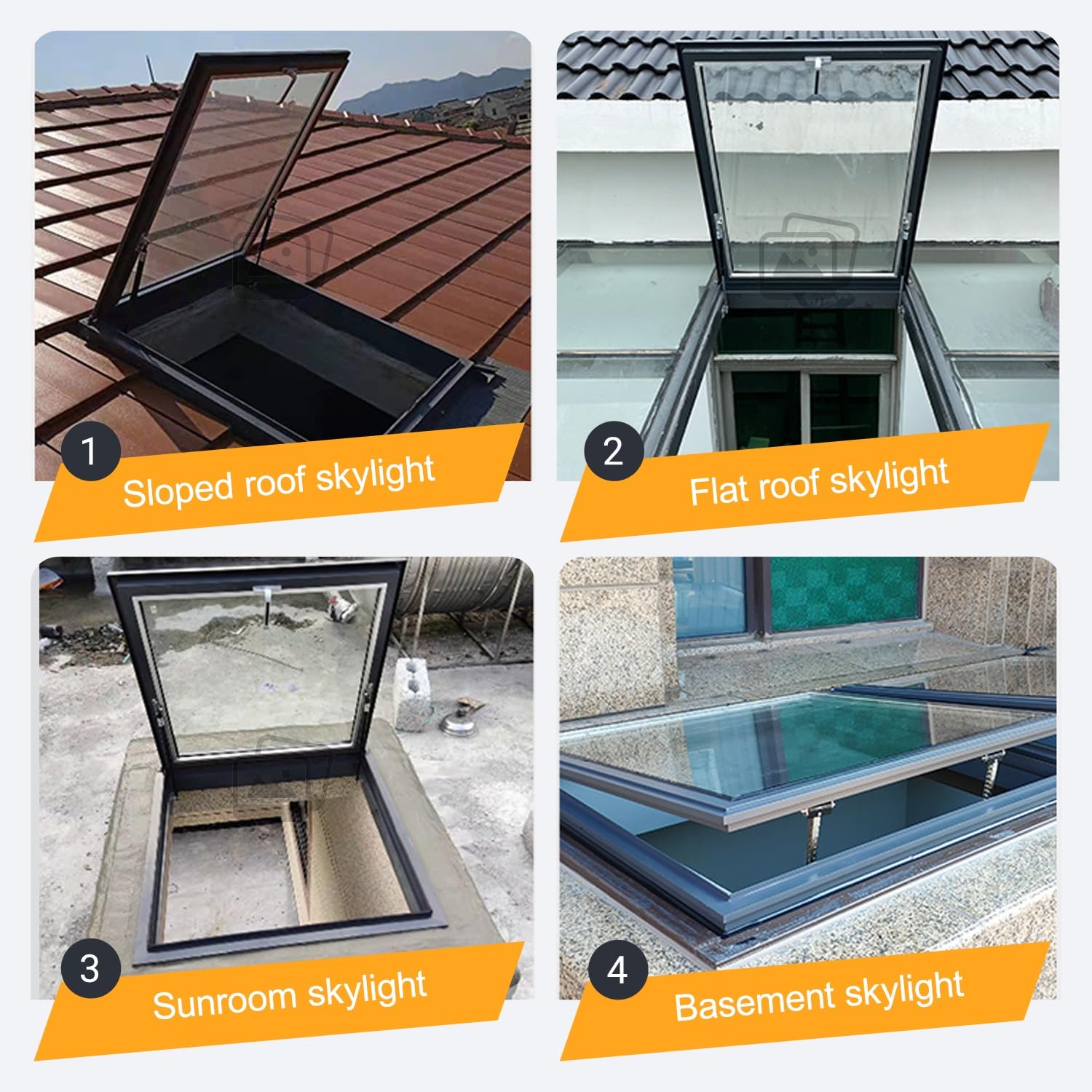 Claraboya con Vidrio Templado de Doble Capa, Claraboyas para Techos con Manijas, Claraboya con Ventilación para Techos Inclinados para Áticos, Terrazas Y Sótanos(LxW 28x24in/70x60cm)