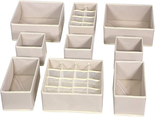 TenabORT - Organizador de cajones, plegable con divisores de tela, organizador de armario con contenedores cuadrados de tela, cestas para ropa
