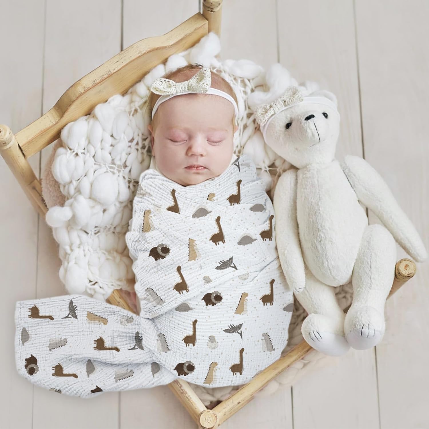 lulumoon Baby Muslin Swaddle Blankets: Soft Receiving Blanket for Newborn - Cotton Swaddling Blanket for Neutral 3Pack