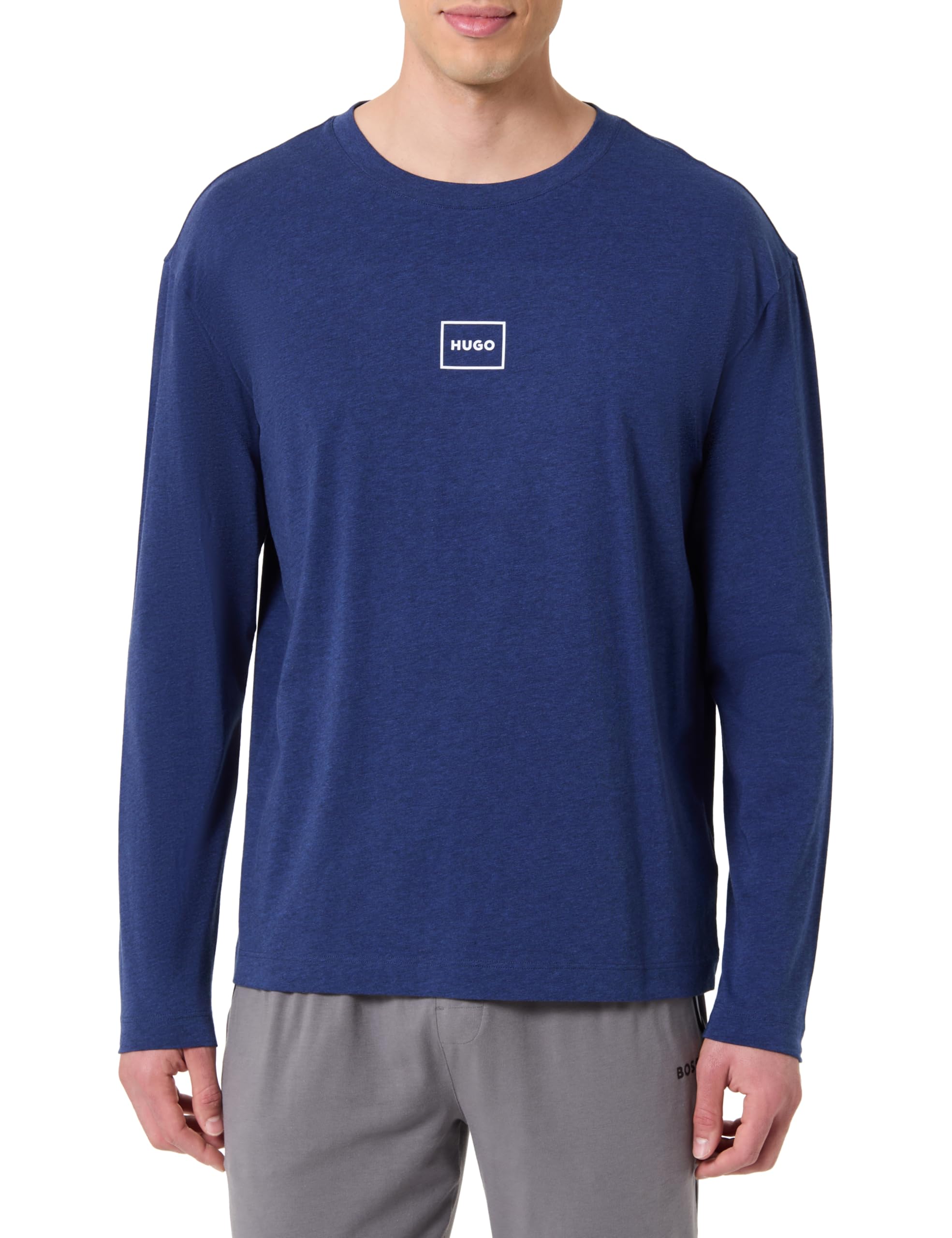 HUGO Herren Laze Longsleeve T-Shirt aus Stretch-Baumwolle mit Logo-Print