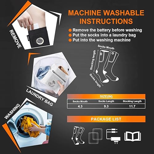 Miniatura 6 de Calcetines calefactables, calcetines térmicos para hombres y mujeres, calcetines eléctricos recargables mejorados con 5000 mAh, calentadores