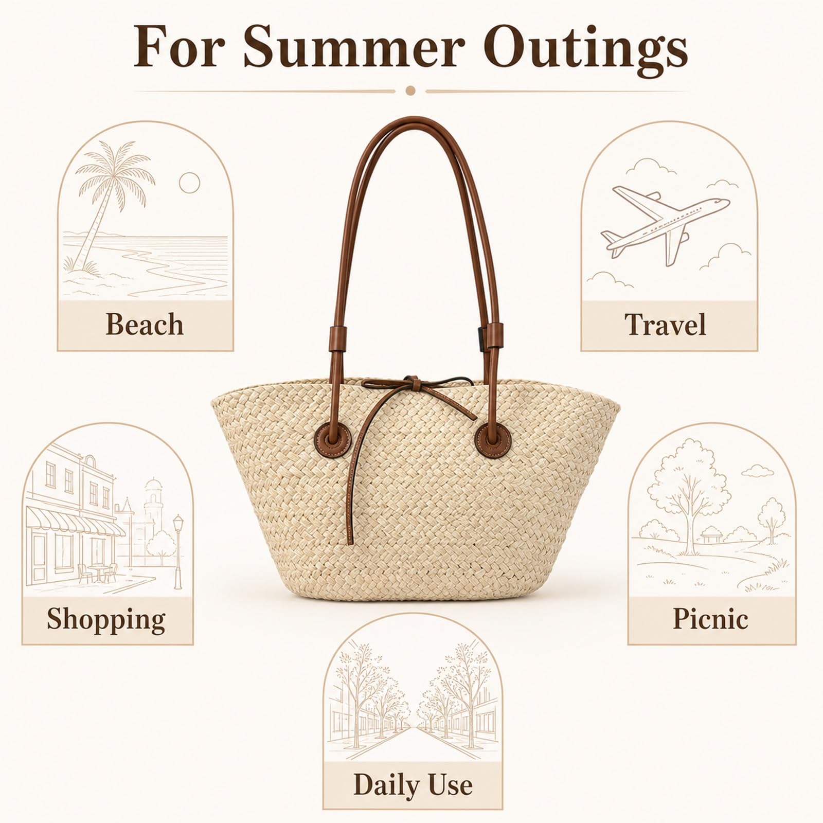 Sac de plage tissé en paille