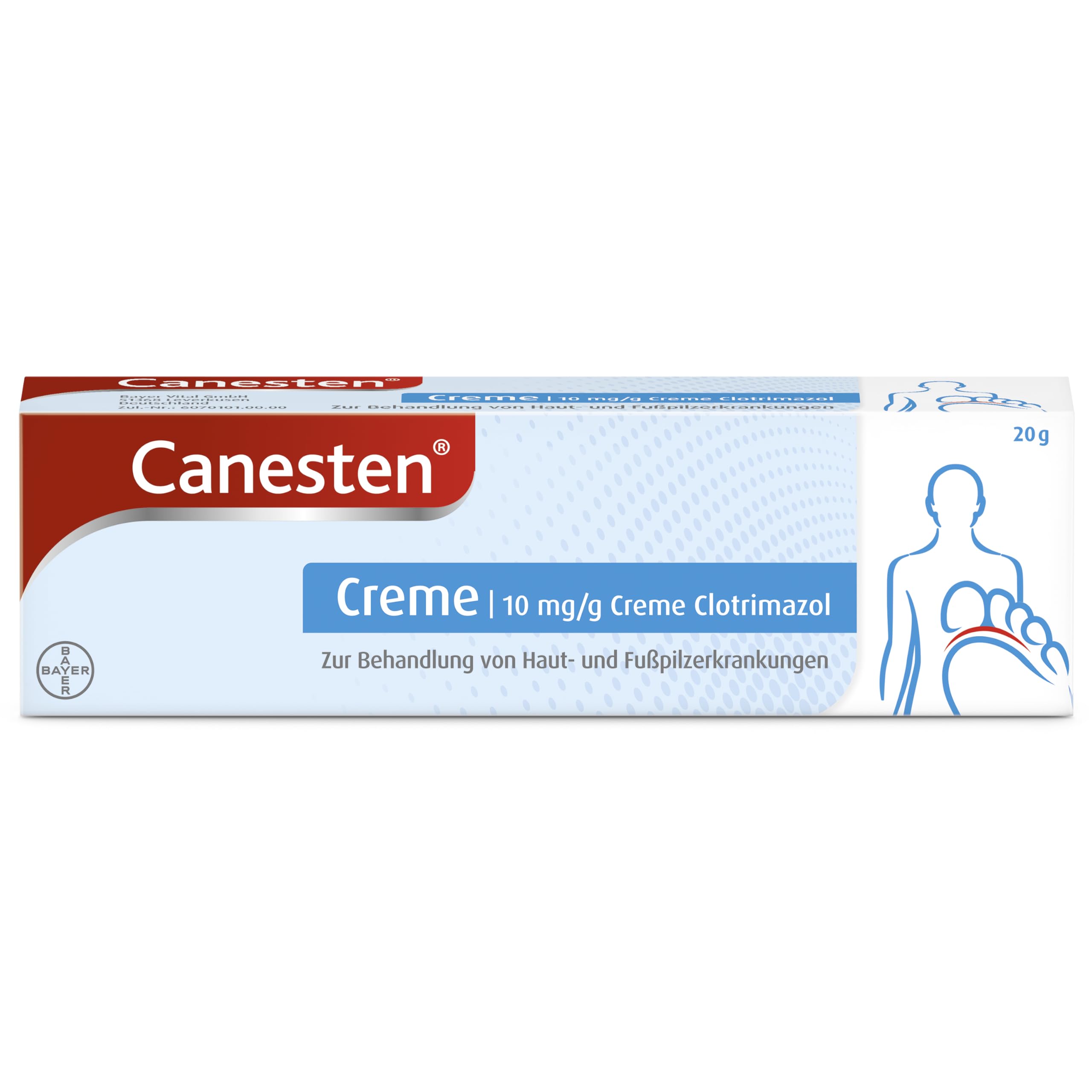 Canesten Creme – Clotrimazol 20 g zur Behandlung von Haut- und Fußpilz