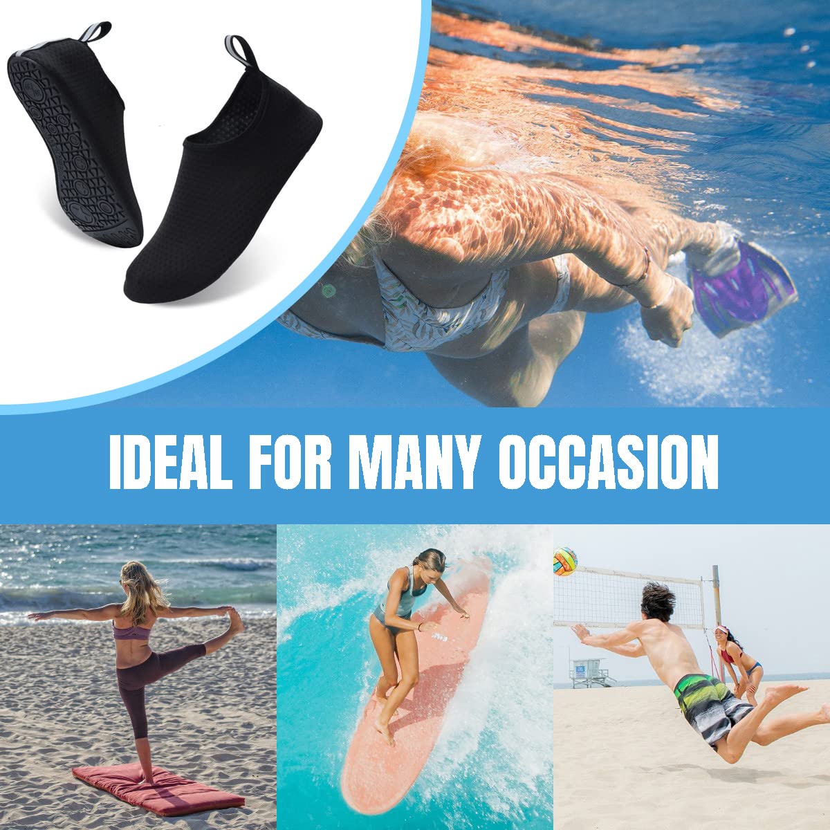 Escarpines Deportes Acuáticos Zapatos de Agua Hombre Mujer Surf Playa