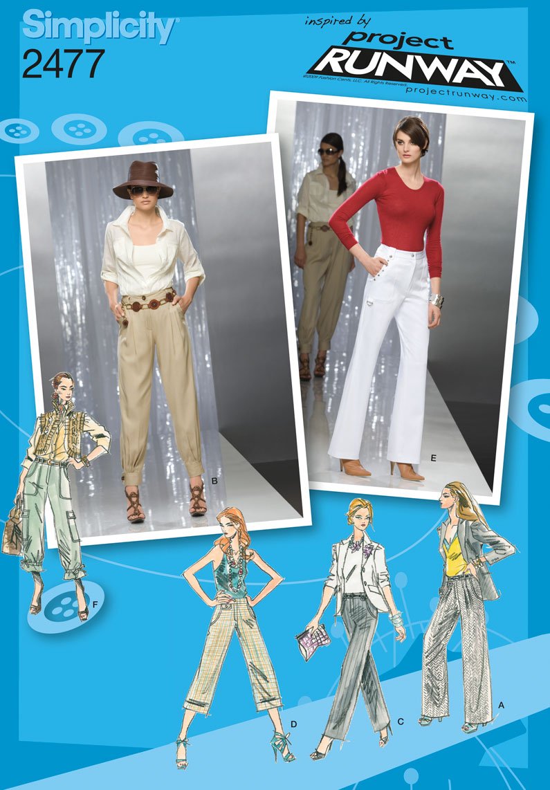 Patrons de couture 2477 Simplicity ajustables avec guide de coupe pantalon femme