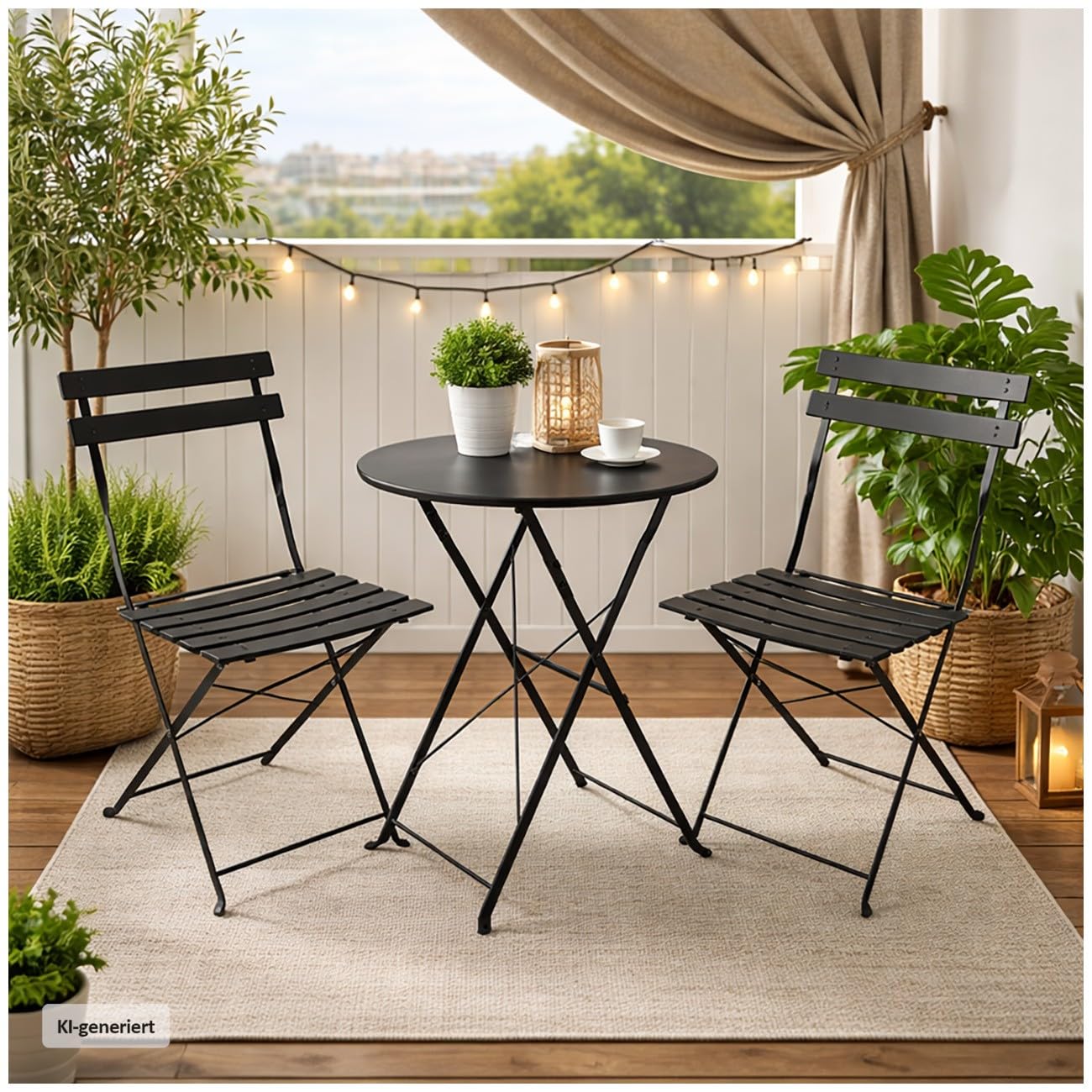 HTI living Gartenstuhl 2er-Set Basil Metall Schwarz