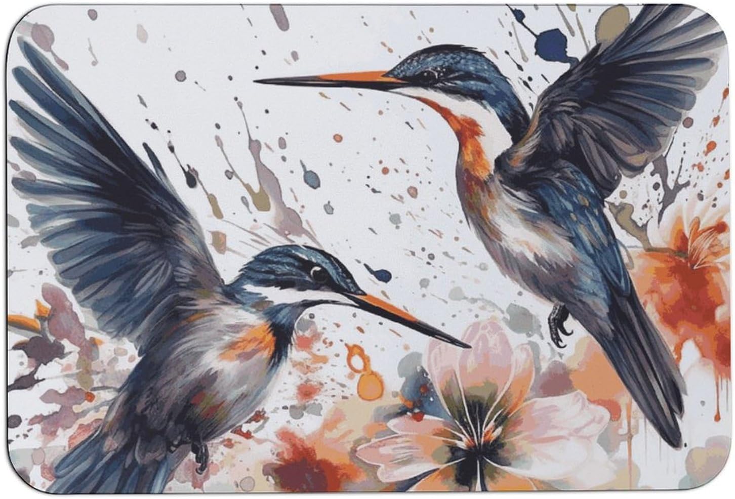 NWGHM Bath Mat Non Slip Rubber Backing Bath Mat Art with Lilies Flowers