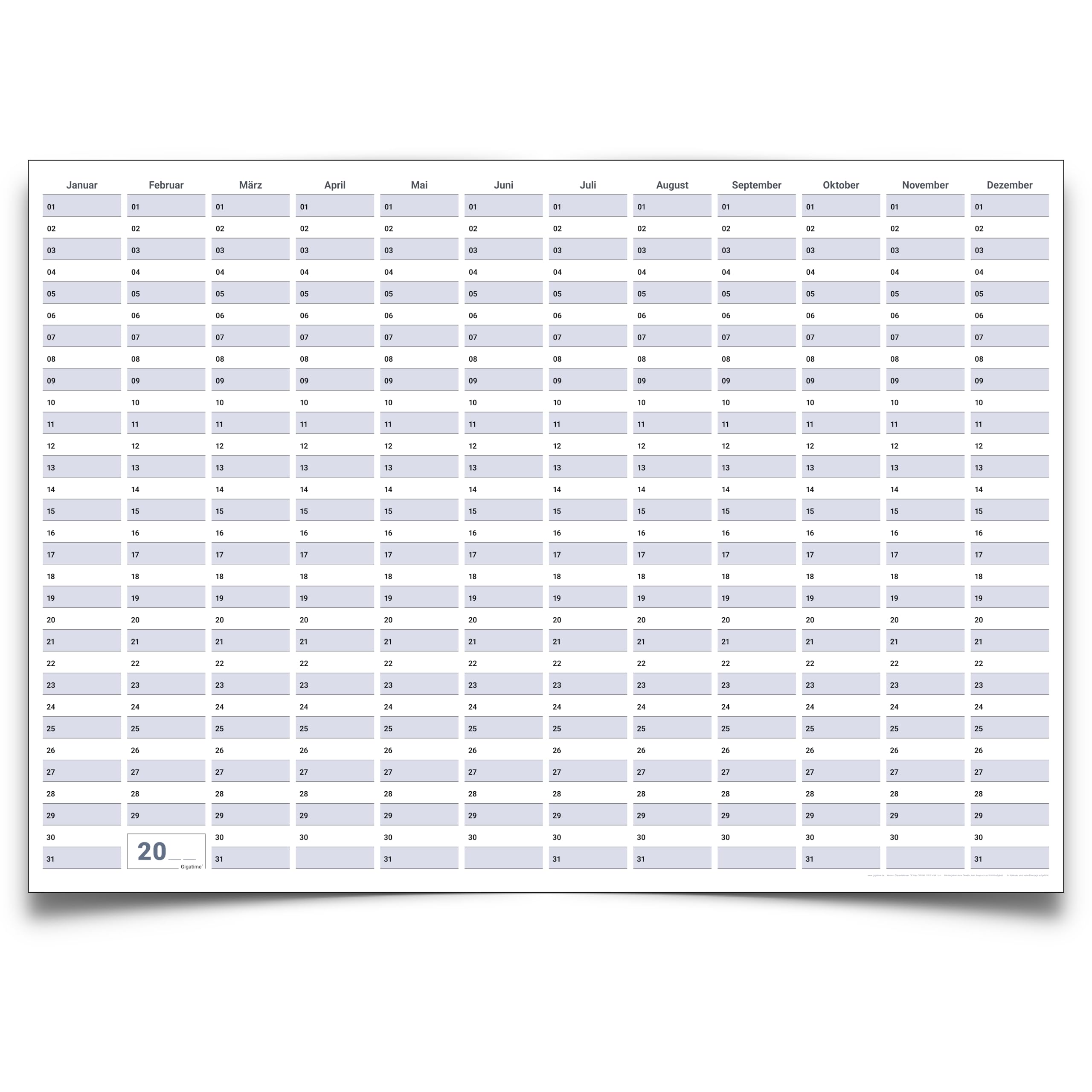 Jaarplanner 2027, XXL, afwasbaar, wandkalender, DIN B0, 140 x 100 cm, gerold, incl. 4 pennen en spons, Duits, grote wandplanner voor kantoor, privé, van Gigatime