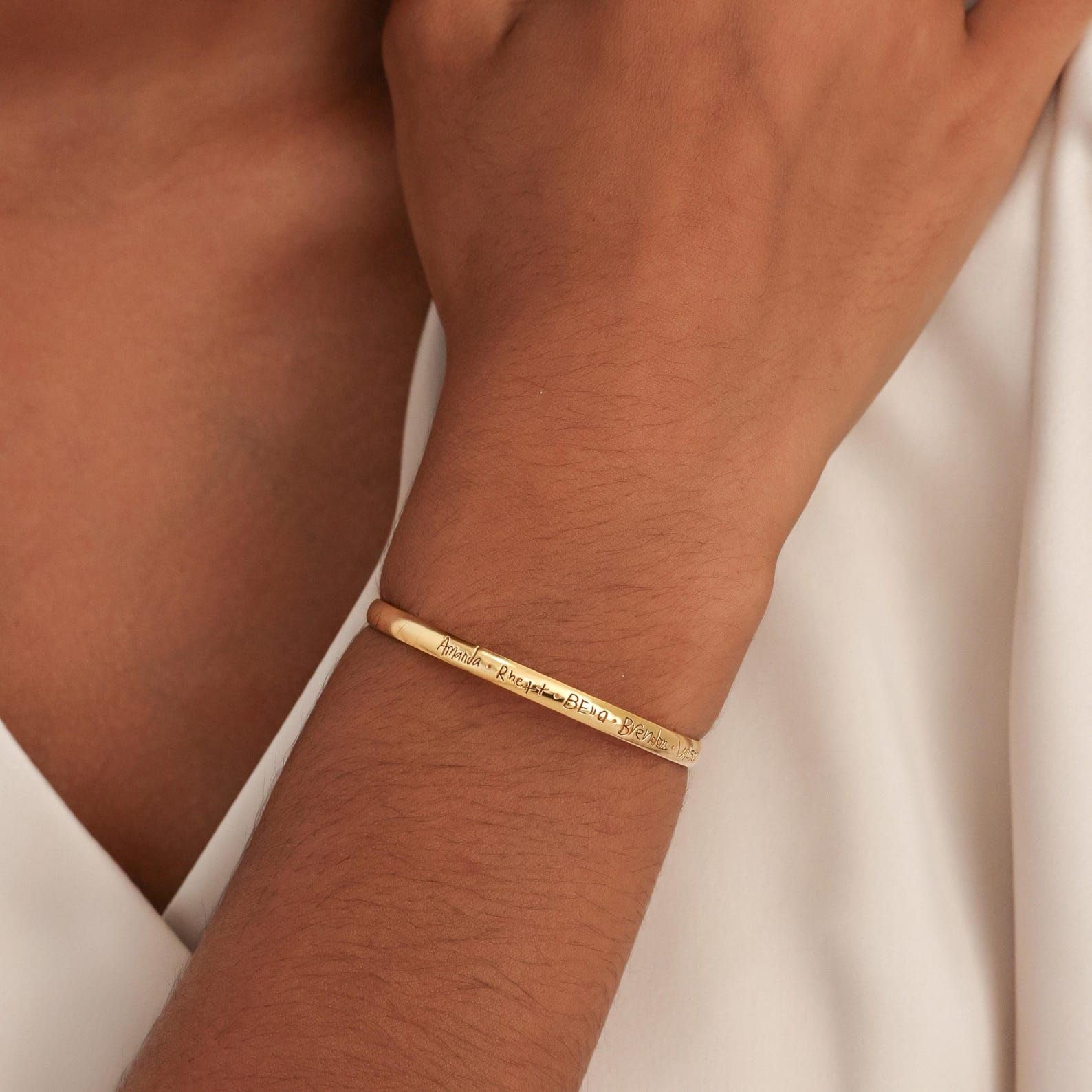 Bracciale rigido con incisione a mano di Hongyu Silver | Bracciale rigido personalizzato con incisione | Natale