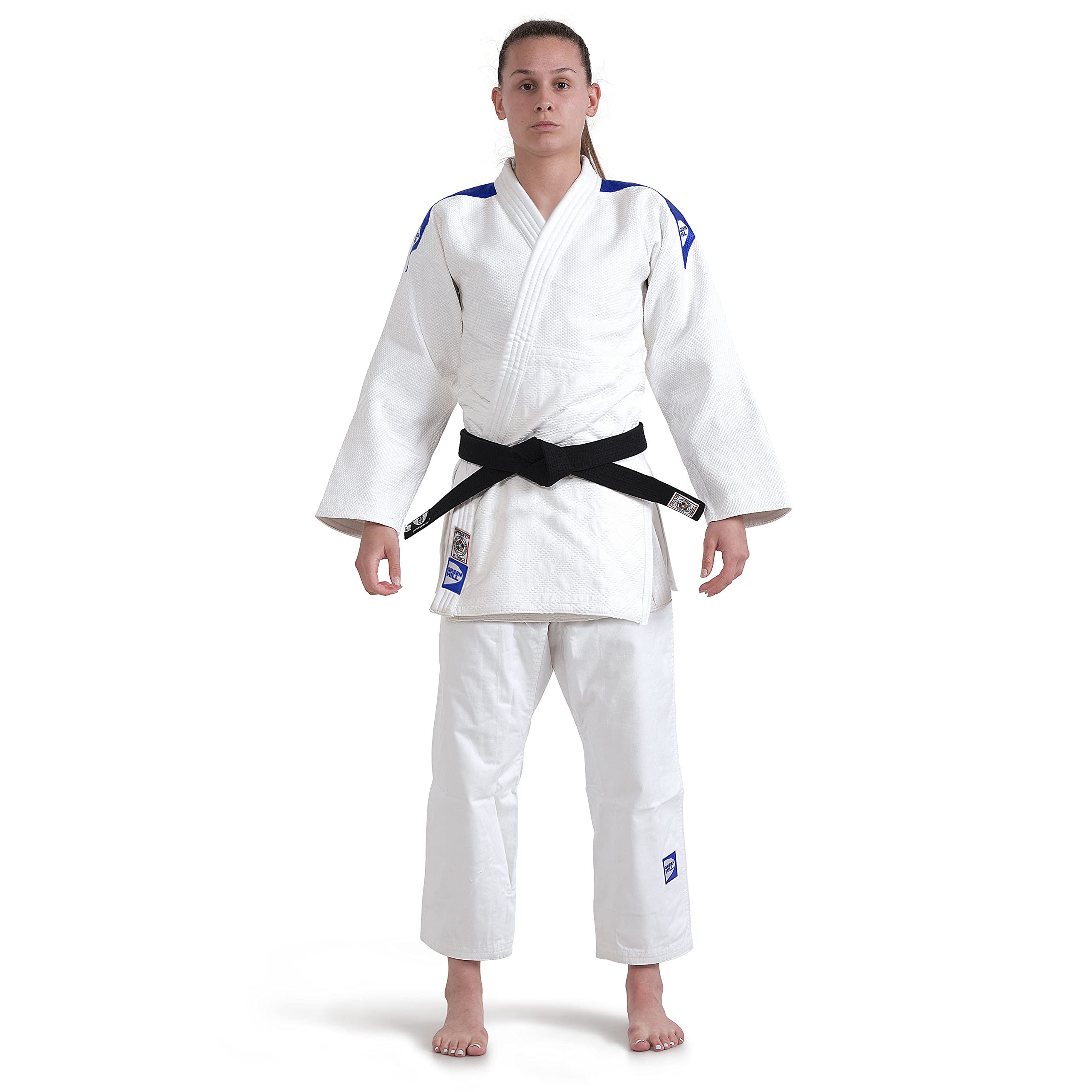 GREEN HILL JUDOGI Bianco Blu IJF Approved Judo GI Kimono Unisex