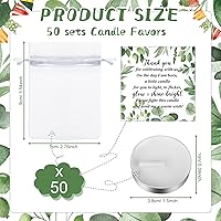 Vista 2 de MTLEE 50 juegos de velas para baby shower, regalos de fiesta para invitados, incluyendo 50 mini velas de té, etiquetas de agradecimiento y bolsas