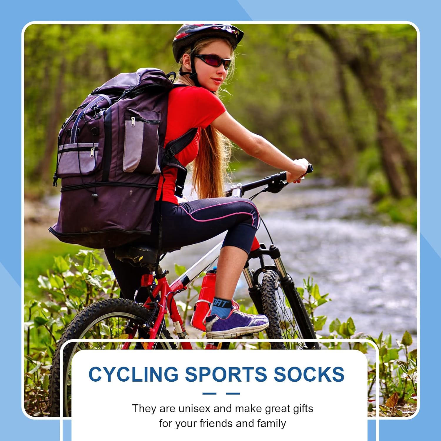 Bonuci 5 Pairs Mens Cycling Socks Sports Bike Socks Unisex Nylon Colorful Athletic Socks Breathable Cycling Gifts for Women - Image 2