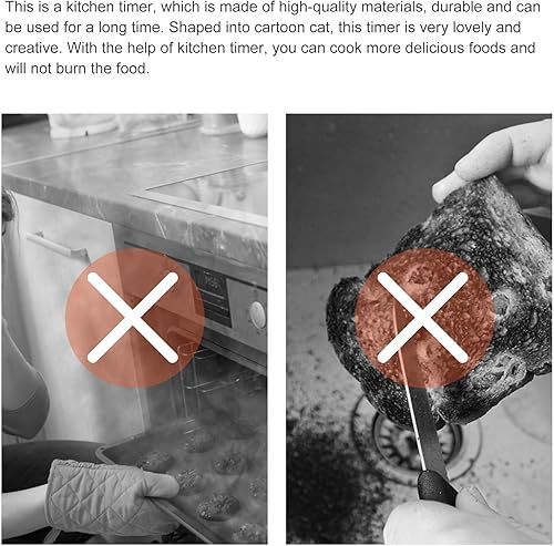 Miniatura 9 de Luxshiny Temporizador de minutos mecánico de animales de dibujos animados lindo animal de gato temporizador de 60 minutos fácil de operar cocina