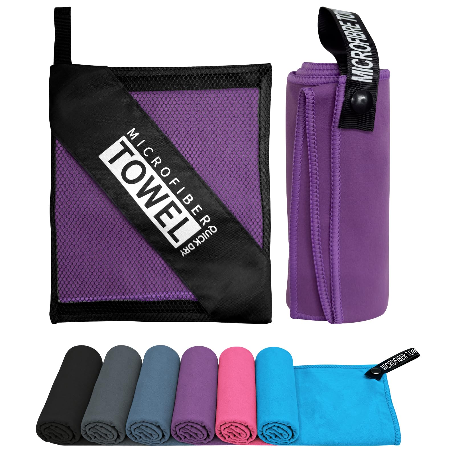 Sevenpers Microfibre Towel โ Quick Dry, Super Absorbent & Ultra Lightweight, Compact Travel Towel for Gym, Beach, Swimming, Running & Camping (Purple, 40x80cm) โ image 1