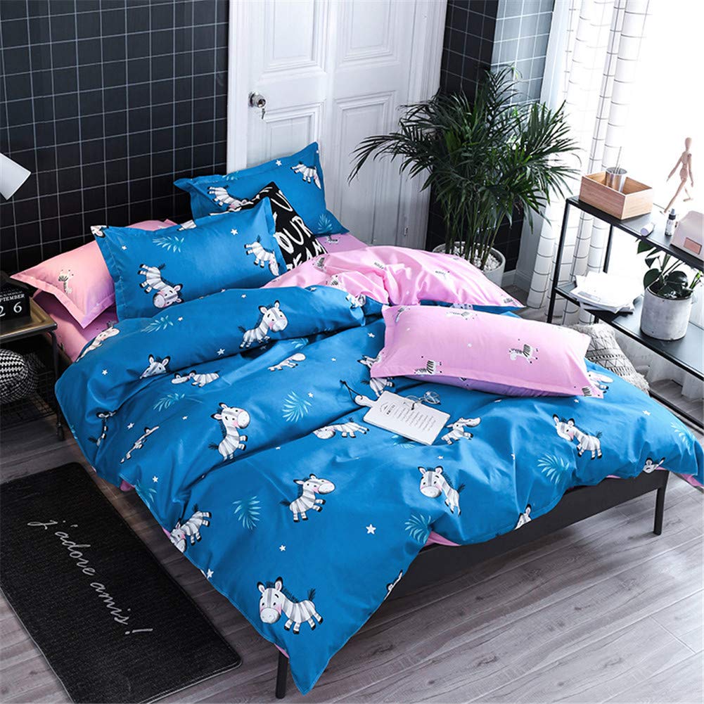 Housse de couette zèbre bleu 200x230cm DOTBUY avec draps et taies