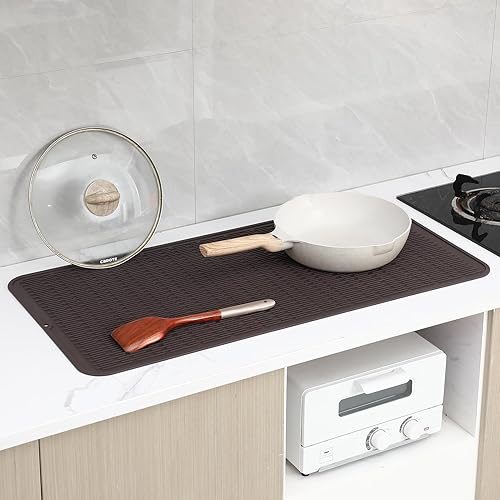 Miniatura 114 de Tapete de silicona para secado de platos para múltiples usos, fácil de limpiar, ecológico, resistente al calor, tapete de silicona para encimera