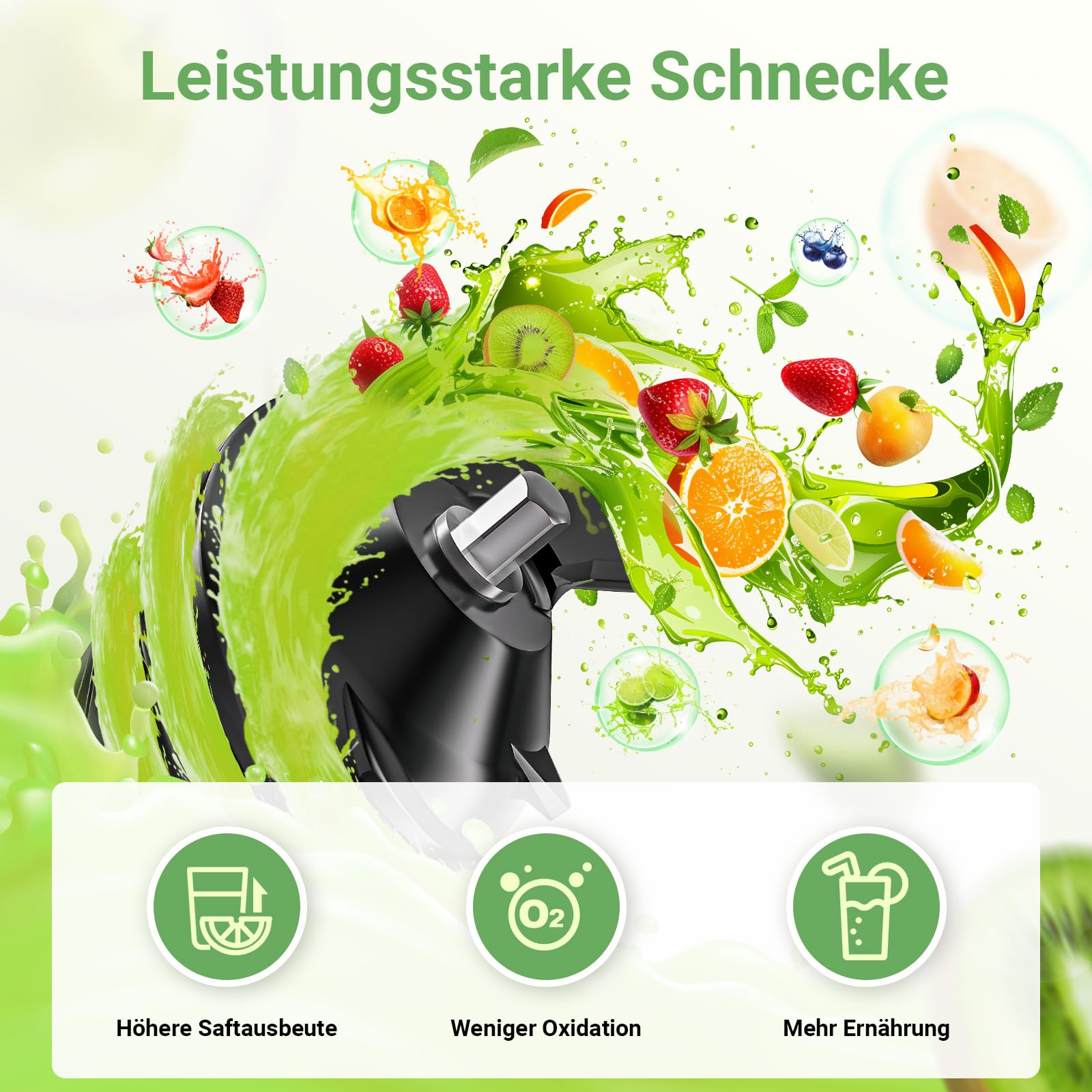 AAOBOSI SlowJuicer für Gemüse und Obst,Hohe Saftausbeute, Saftpresse Elektrisch mit Rückwärts Funktion,Leicht zu Reinigen，BPA-Frei