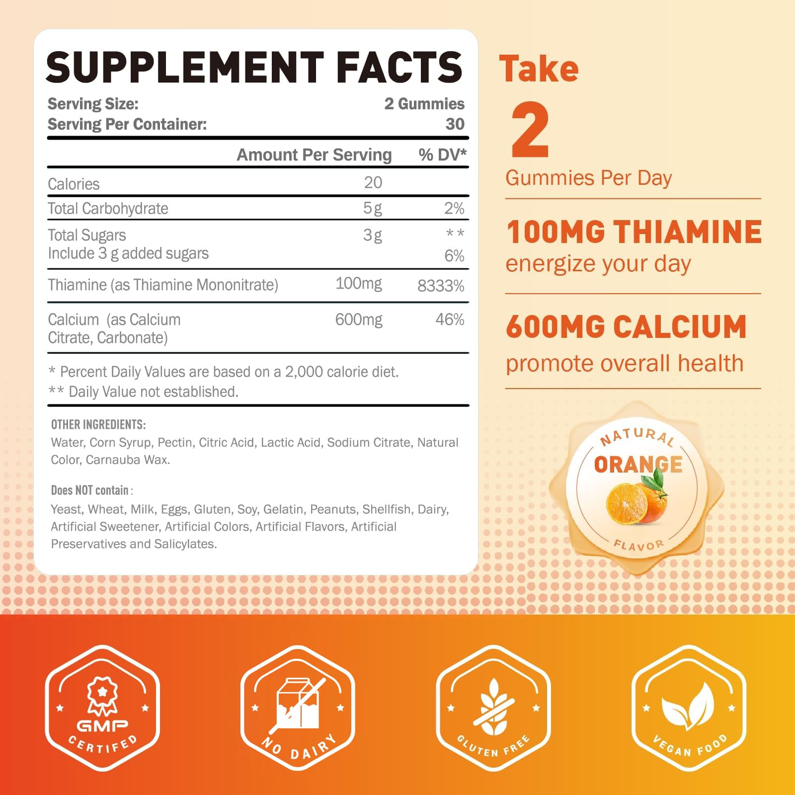 Vitamin B1 100mg Gummies, Thiamine Supplement for Adults — Amazon image 2
